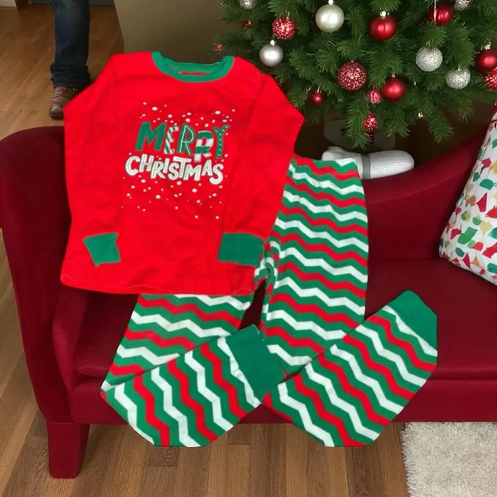 Little Blue House Kids 6 Christmas Pajama Set Red Green Striped PJ Holiday Sleep